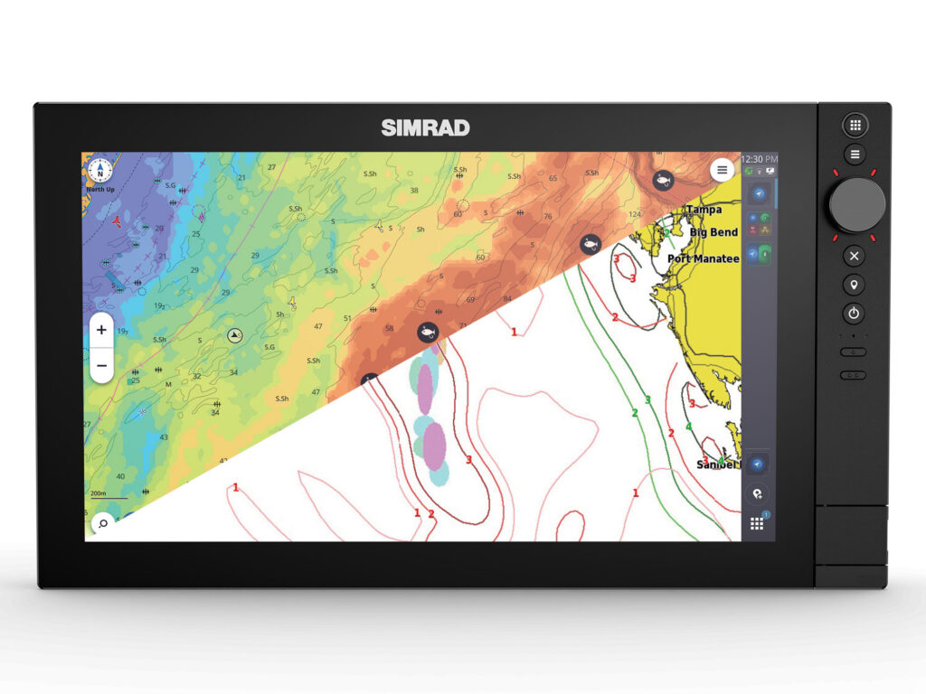 Simrad screen with fish finding technology