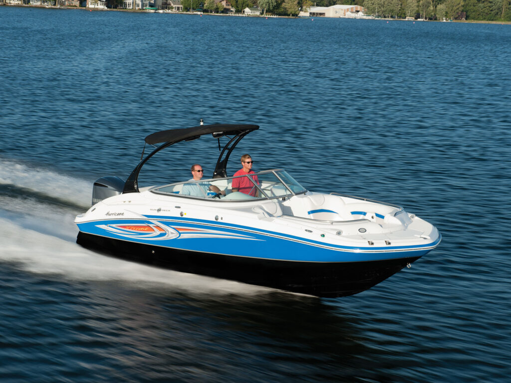 Hurricane deck boat