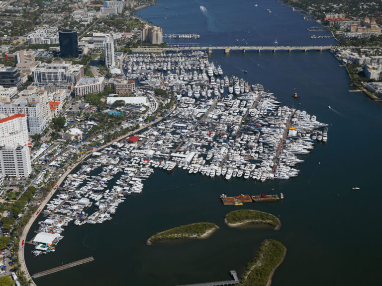 Aerial view of the Palm Beach Boat Show