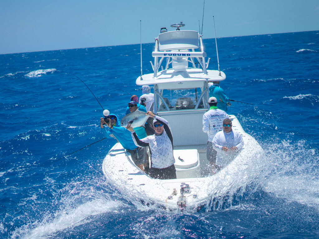 Charter boat with fish on board