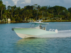 Mag Bay 38 Center Console on the river