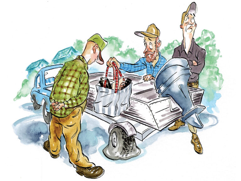 Flat tire on a boat trailer