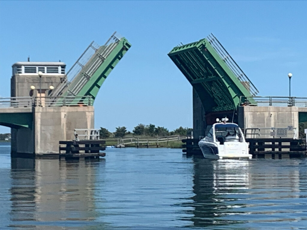Boat transiting drawbridge