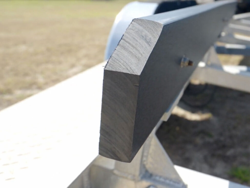 High-density polyethylene synthetic lumber on a boat trailer