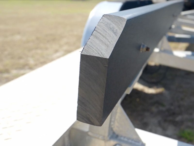 High-density polyethylene synthetic lumber on a boat trailer