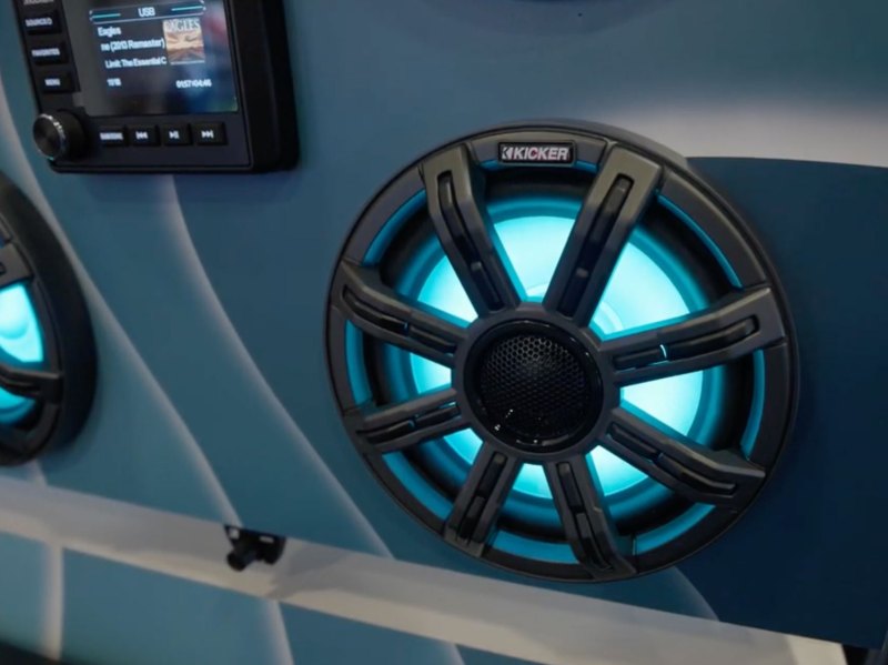 Kicker Marine subwoofer and head unit