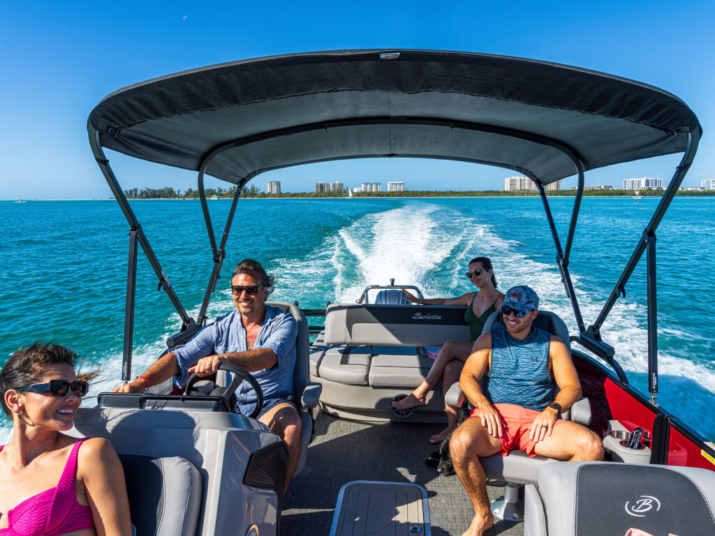 SureShade on a pontoon boat