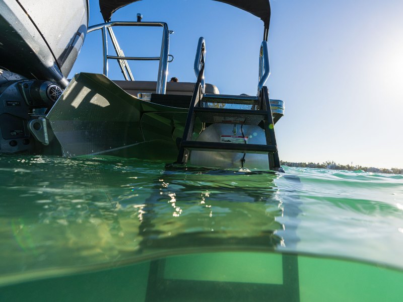 Ladder on a pontoon boat
