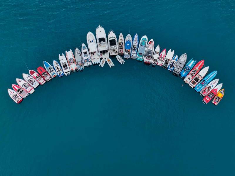 Boats rafted at the Catalina Island Fun Run