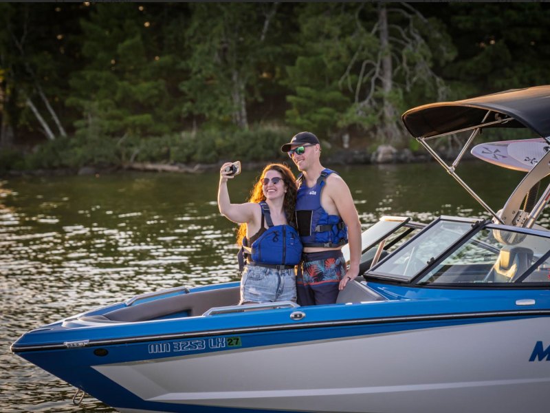 Couple out boating