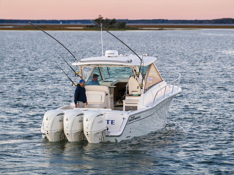 Grady-White boat with triple outboards